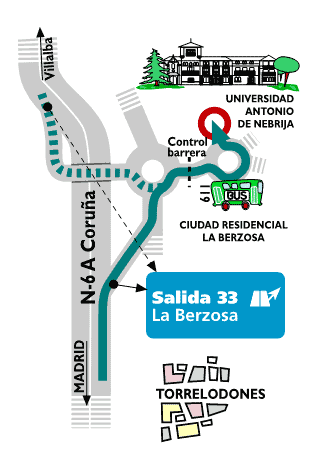 Plano de acceso al campus de La Berzosa de la UAN