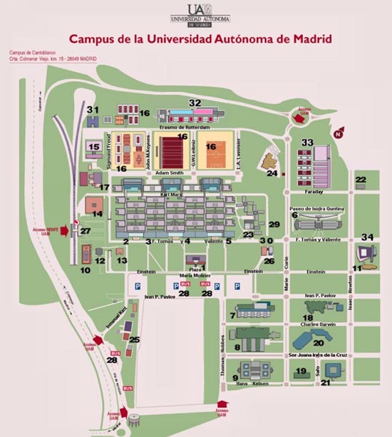 Plano del campus de Cantoblanco de la UAM