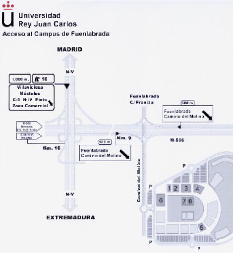 Plano de acceso a la URJC